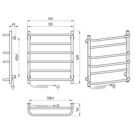 Електрична рушникосушка Laris Зебра Комфорт ЧКЧ6 500Х600 Е чорний Київ
