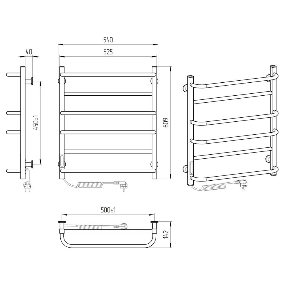 Електрична рушникосушка Laris Зебра Комфорт ЧКЧ6 500Х600 Е чорний Київ - фото 5