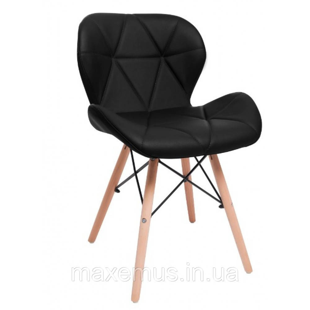 Кухонний стілець В-531 екошкіра м'який табурет на ніжках в вітальню обідній стілець на кухню чорний Мостиська - фото 1