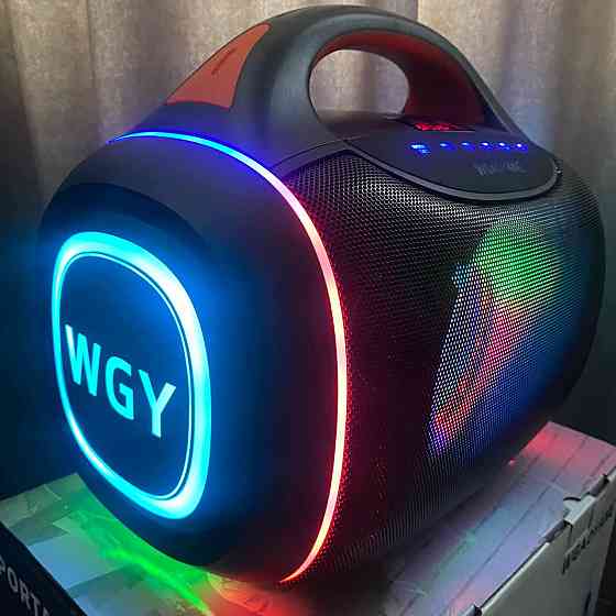 Мінідинамік Bluetooth 5" LED WGAOYANG WGY-502 USB, Mini-Jack AUX 3.5 мм, MIC IN, TF Відеообзор Київ