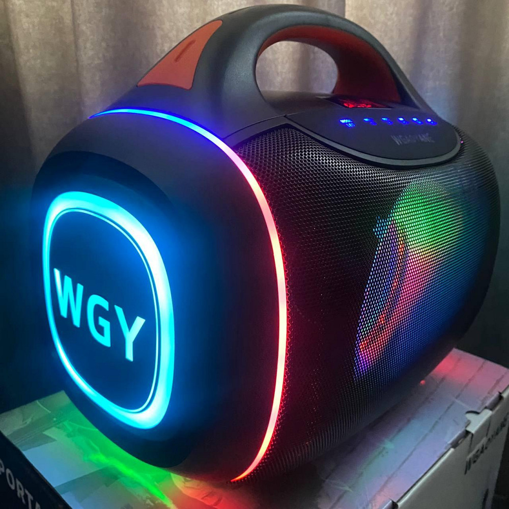 Мінідинамік Bluetooth 5" LED WGAOYANG WGY-502 USB, Mini-Jack AUX 3.5 мм, MIC IN, TF Відеообзор Одеса - фото 3