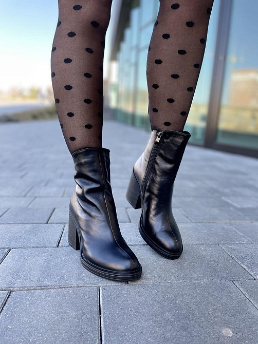 Lexi Черевики жіночі Lexi чорні натуральна шкіра каблук 9 см 36р. 39р. (2719) Коломия - фото 3