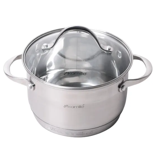 Каструля нержавіюча сталь 4,7л з кришкою 7-шарове дно 4722S KAMILLE Житомир