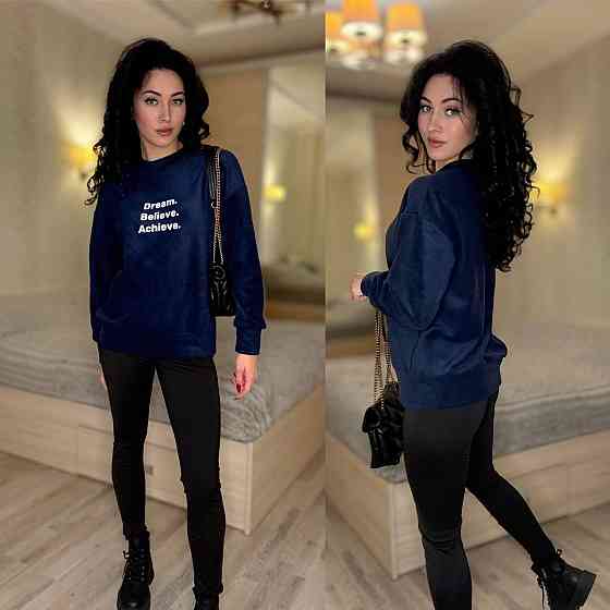 Женский теплый костюм двойка: кофта и лосины двусторонний флис + дайвинг на флисе Темно-синий, 50/52 Одесса