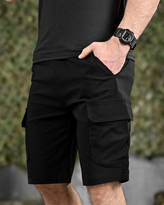 Міські стрейчеві шорти AHILES чорні ДЛ6358 Одеса - фото 1