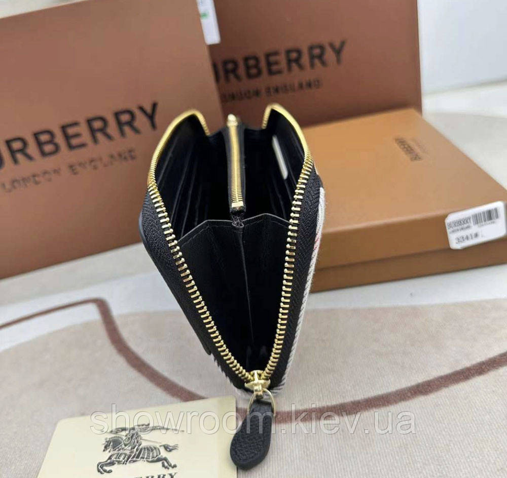 Жіночий шкіряний гаманець на блискавці Burberry (3341) black Київ - фото 8