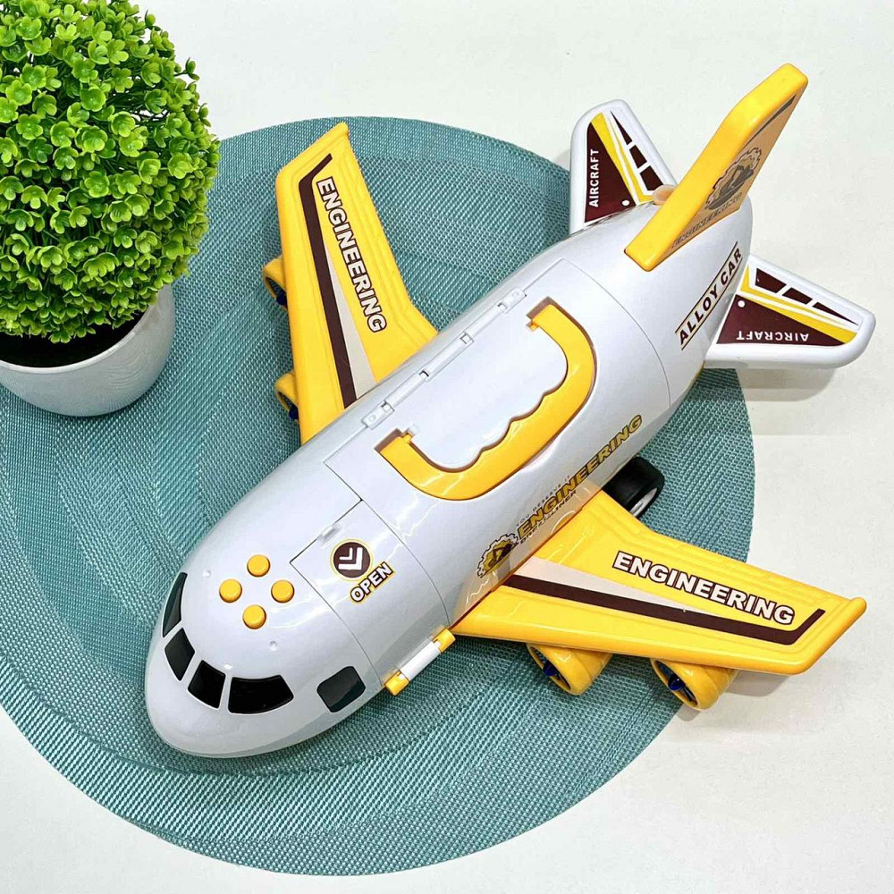 Літак вантажний звук підсвічування парогенератор інерція гумові колеса масштаб 1:64 Жовтий (660 A-311) Чернігів - фото 5