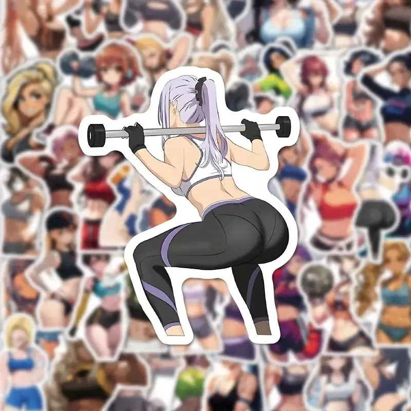 Набор стикеров 50 штук фитнес девушки ПВХ для декора ноутбука телефона блокнота Киев - изображение 6