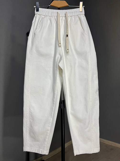 Джинси жіночі A-N 9962 MOM кюлоти укорочені резинка на таліі шнурок білі, білий, M, M, 76 см, 100 см Київ - фото 3