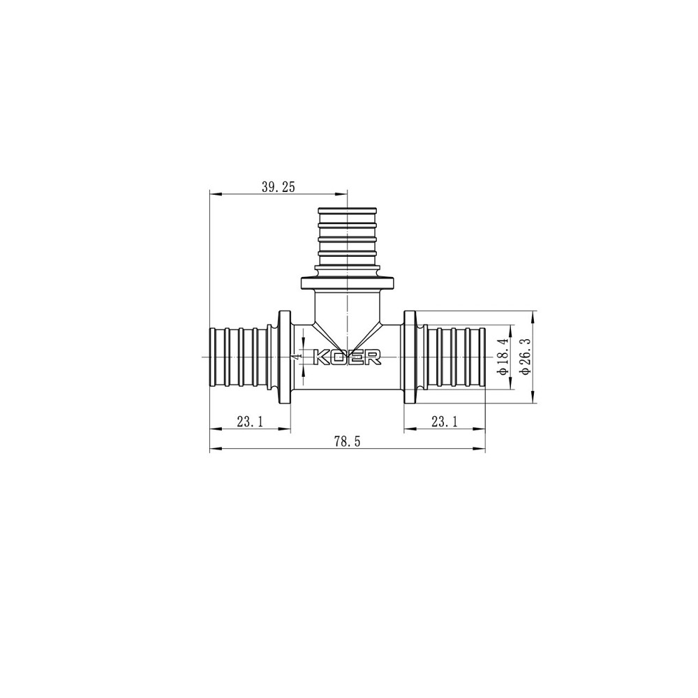 Тройник равнопроходный Koer KA.T20 - 20(2.8mm) x 20(2.8mm) x 20(2.8mm) (KR4885) Киев - изображение 2