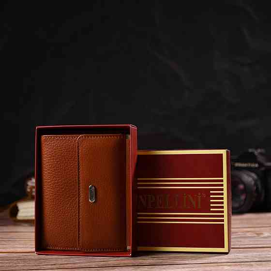 Зручний гаманець для жінок середнього розміру з натуральної шкіри CANPELLINI 21811 Коричневий Київ