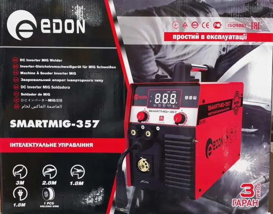 Потужний зварювальний напівавтомат Edon SmartMIG-357(2 в 1 MIG + MMA) : 5.3 кВт, 10-357 Ампер Київ