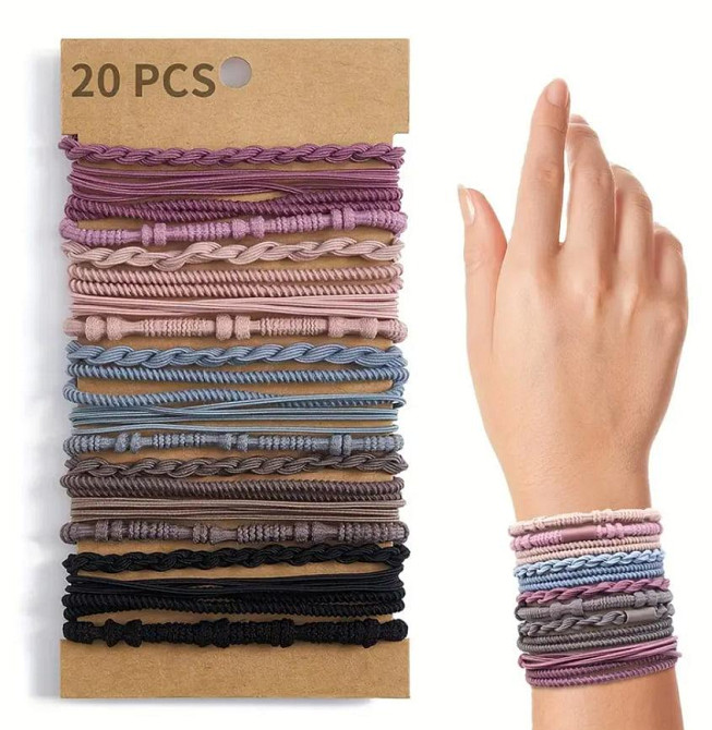 Набор резинок-браслетов в стиле бохо Женские резинки для волос, аксессуары, подарок, 20 шт. Киев - изображение 1