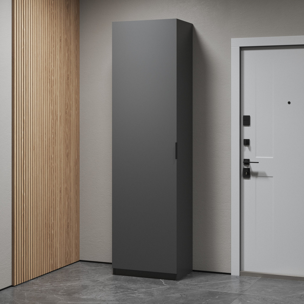 Шафа пенал VAYS з висувною вішалкою та полицями M-42 Антрацит Львів - фото 1