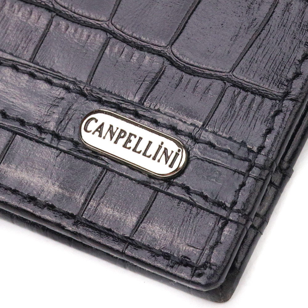 Зажим из натуральной фактурной кожи CANPELLINI 21520 Черный Киев - изображение 5