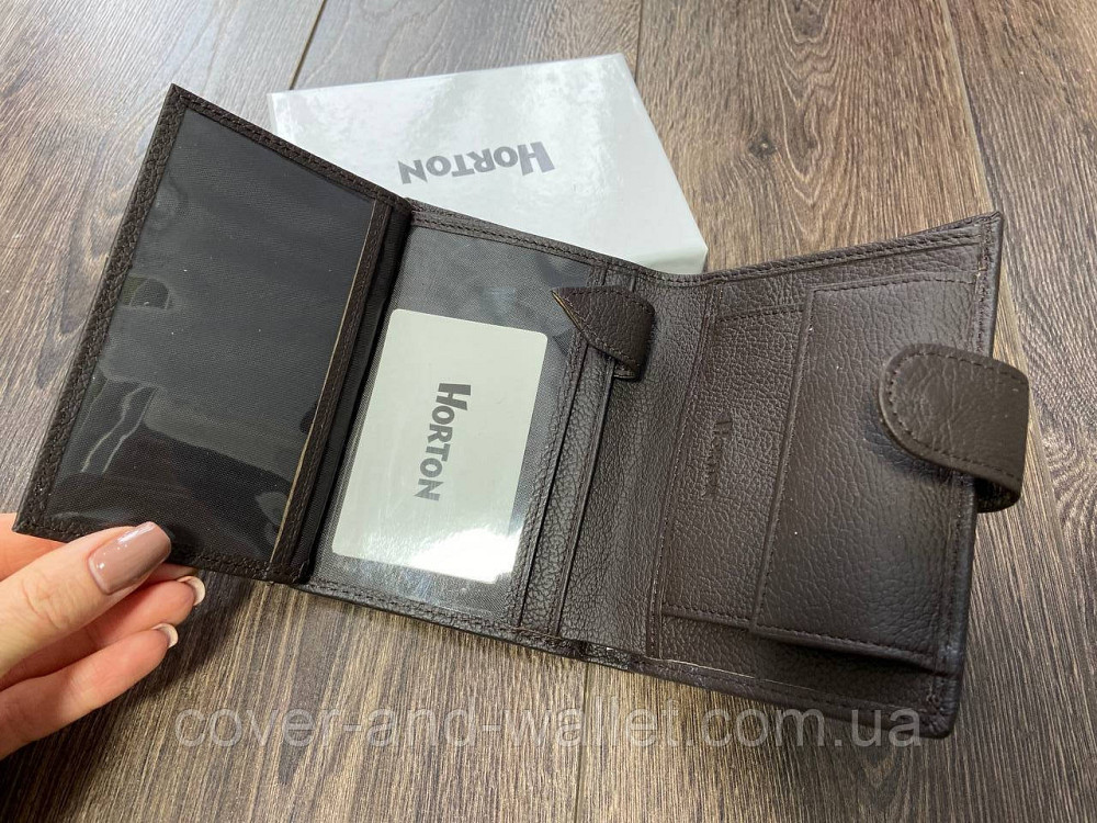 Чоловічий шкіряний гаманець для купюр і документів Horton Київ - фото 4
