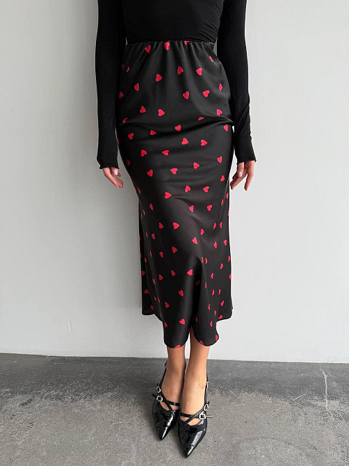 Жіноча стильна мідіспідниця з високоякісного шовку армані Чорний, 42 Одеса - фото 2