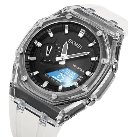Жіночий спортивний годинник Skmei 2100 (Білий з чорним циферблатом) Вінниця