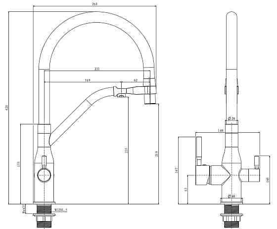 Кухонний змішувач MixxusPremium Gravity 021 чорний REFL.BLACK (MI6978) Харків