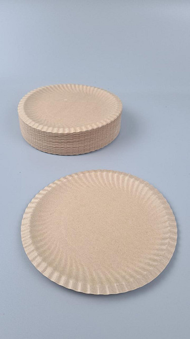 Паперова тарілка крафт із ламінацією 100 шт. діаметр 185 мм (1 пачка) Харків - фото 1