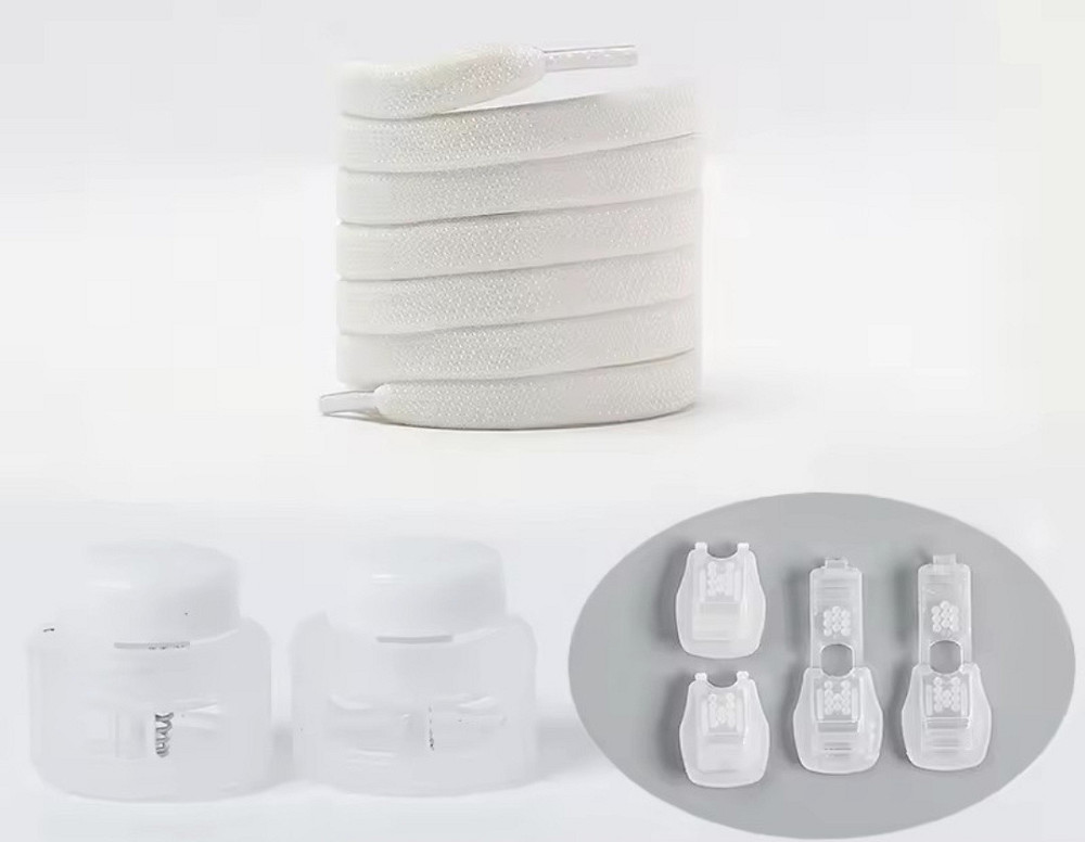 Шнурки еластичні без зав'язок з пластиковими фіксаторами Білий Смела - изображение 1