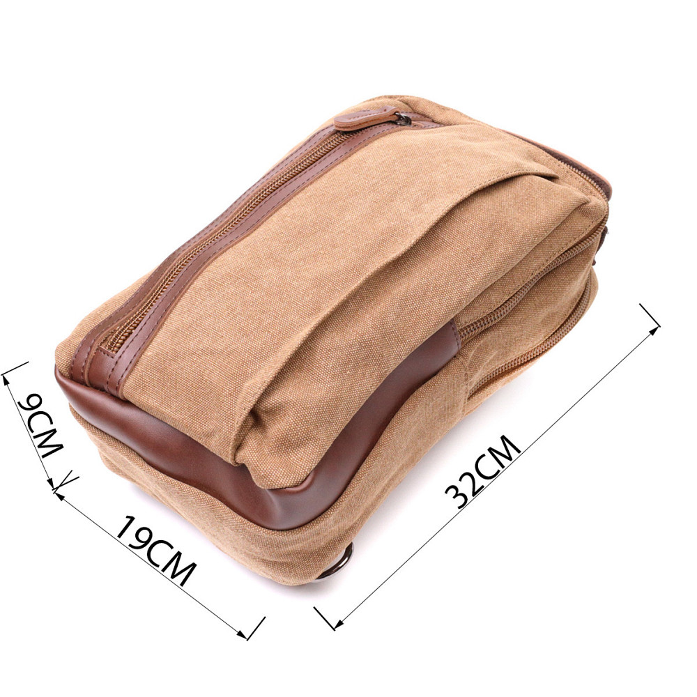 Вертикальна чоловіча сумка через плече із щільного текстилю Vintage 22191 Коричневий Київ - фото 9