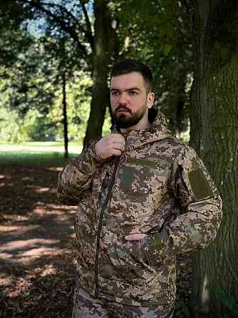 Мужская армейская демисезонная куртка пиксель Soft Shell на Omni-Heat, военная куртка с капюшоном Львов