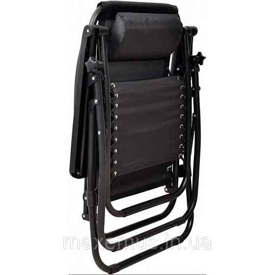 Шезлонг для отдыха на даче и пляже набор 2 шт + столик раскладной лежак с регулировкой спинки SP-167A черный Мостиска