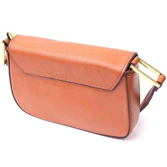 Модная сумка с жестким каркасом из натуральной кожи Vintage 22390 Коричневая Киев