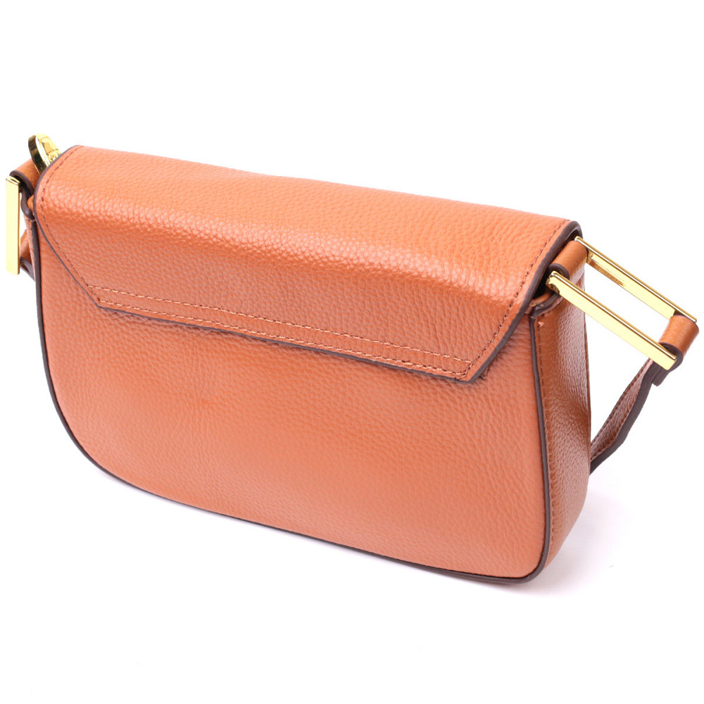 Модна сумка з жорстким каркасом з натуральної шкіри Vintage 22390 Коричнева Київ - фото 2