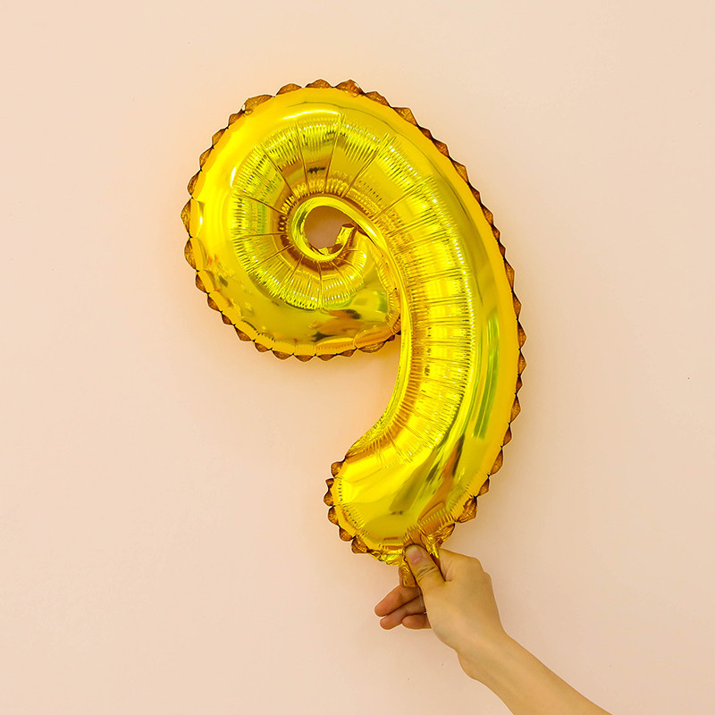 Шарик цифра 9 фольгированная 16 дюймов золотистый Киев - изображение 2
