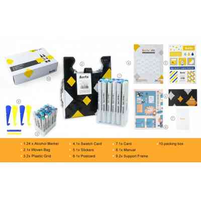 Художественный маркер Arrtx Спиртовые Oros ASM-03BU 24 цвета, синие оттенки (LC302529) Винница