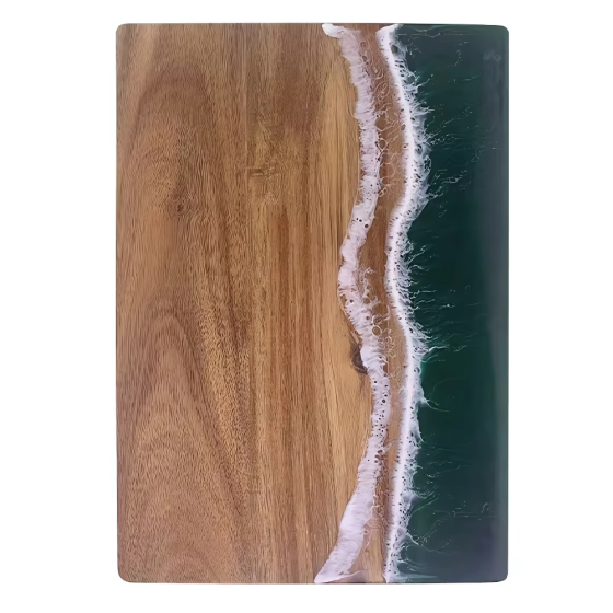 Разделочная доска для кухни бамбуковая,кухонная досточка для разделки из бамбука с узором морской волны 36 х 25 см Кам'янець-Подільський