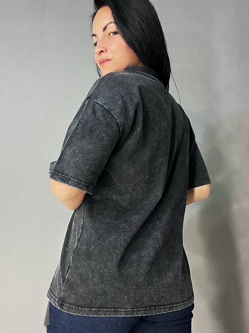 Футболка женская A-N 25062 оверсайз вареная тай-дай с принтом луна, черный, one size Киев - изображение 17