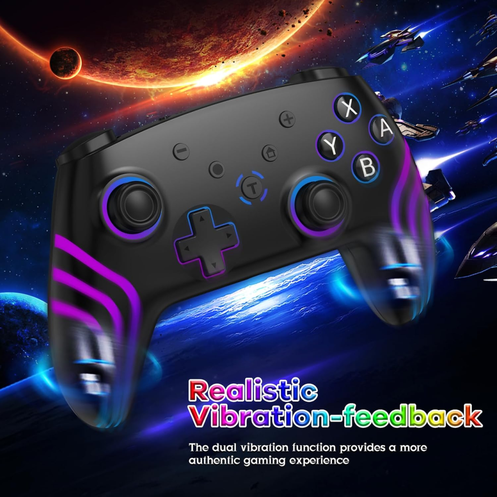 Беспроводной геймпад Hauibela SZ-933A для Nintendo Switch/Lite/OLED, Bluetooth, Turbo, 6-осевой гироскоп, Dual Vibration, черный Киев - изображение 6