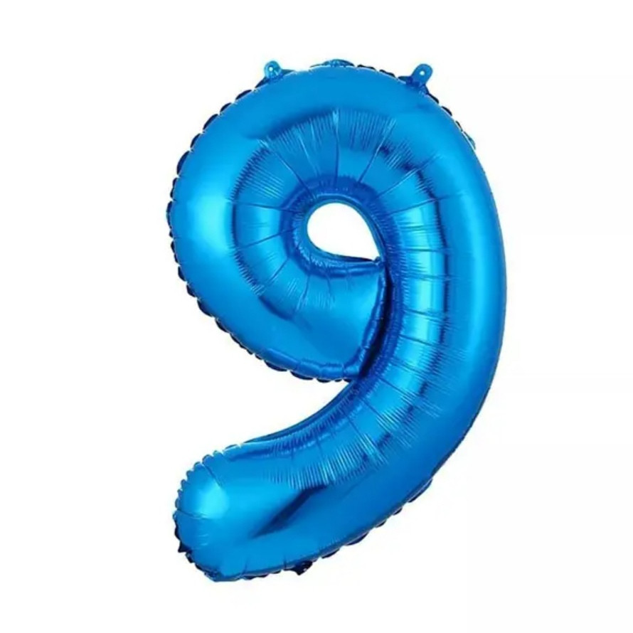 Цифра фольгированная 9 синий 32