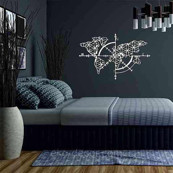 Декоративне настінне 3D Панно «Карта Компас», Декор на стіну з об'ємом Київ