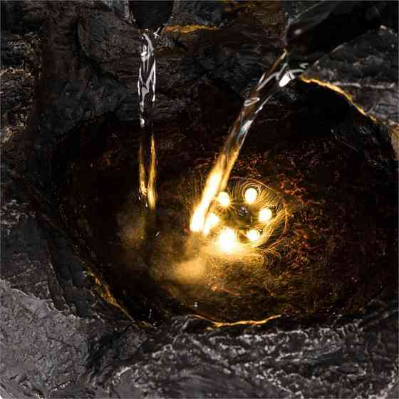 Садовый фонтан Rocky Waters 2,5 Вт, светодиодное освещение, полирезина, антрацит (Германия, читать описание) Ровно