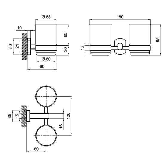 Стакан с держателем Qtap Liberty настенный двойной QTLIBBLM1155 Black Киев