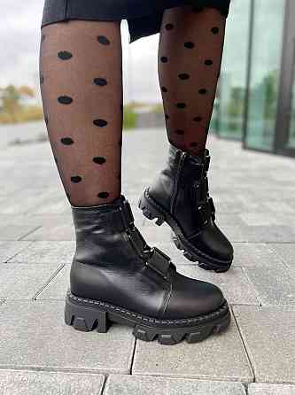 Olli Черевики жіночі OLLI чорні натуральна шкіра висота 14см (4836) Коломыя