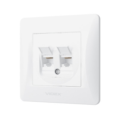 Комп&apos;ютерна розетка Videx BINERA CAT6+CAT6 (VF-BNSK2PC6-W) Вінниця - фото 2