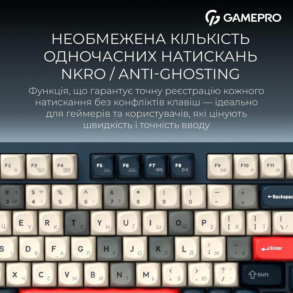 Клавіатура бездротова GamePro Asgard Drakkar Keychron Super Red Switch Blue (MK305BL) ( 18169 ) Харків - фото 9