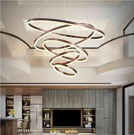 Светодиодная люстра Олимпия PJ812С-5 20+30+40+80+100см (5 колец) Коричневая Винница