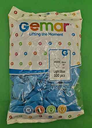 Повітряні кульки 10" (25 см) пастель світло-блакитний Gemar 100 шт (1 пачка) Харків