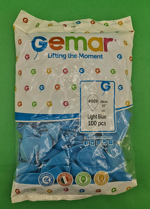 Повітряні кульки 10" (25 см) пастель світло-блакитний Gemar 100 шт (1 пачка) Харків - фото 1