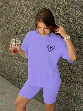 Футболка и велосипедки женские кулир Сиреневый XS-S Харьков