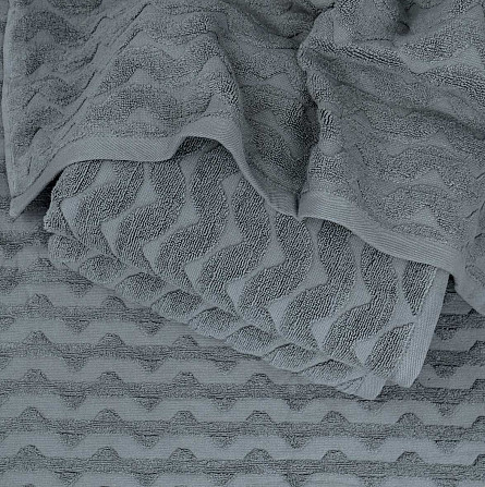 Махровое полотенце для лица и рук Жаккардовое Волна GM Textile 50х90см 500г/м2 (Серый) Сумы - изображение 2