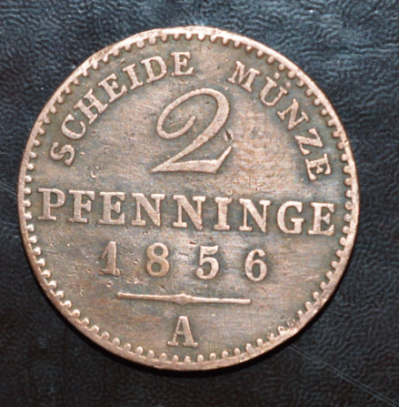Германия 2 пфеннинга 1856год А Полтава - изображение 1
