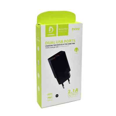 Зарядное устройство Denmen 2xUSB 2.1A black (DC02-BK) Винница