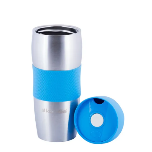 Термочашка 380мл з TPR вставкою нержавіюча сталь (салат/фіолет/блакит/черв) KAMILLE 2053R Житомир - фото 10